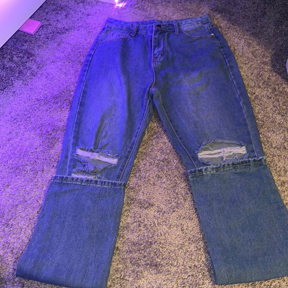 straight leg medium washed jeans